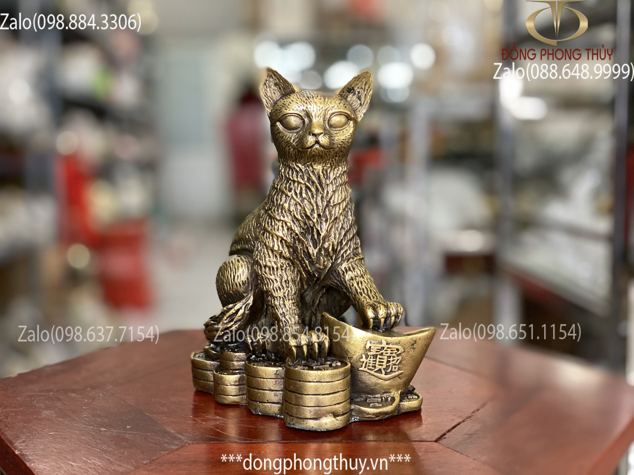 tượng mèo bằng đồng