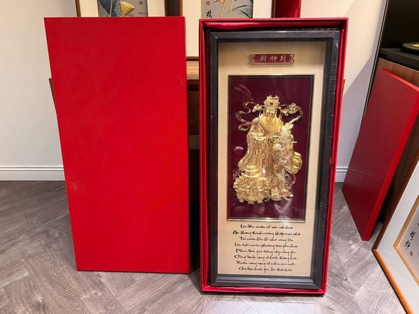 Tranh tam đa Phúc Lộc Thọ dát vàng 24k