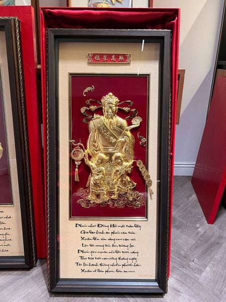 Tranh tam đa Phúc Lộc Thọ dát vàng 24k