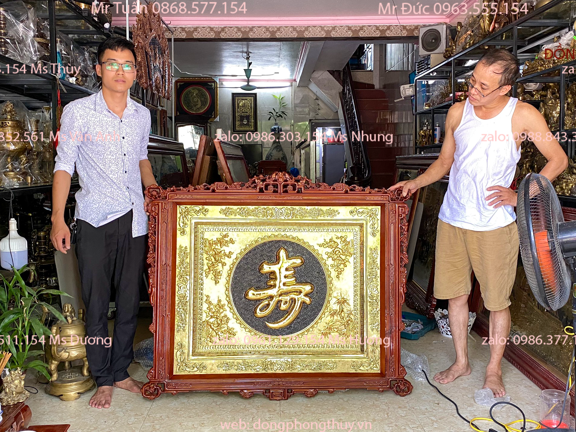 Tranh chữ Thọ mạ vàng 24k đồng dày 1 ly trạm tay thủ công chữ nổi nổi khung gỗ tần bì cách điệu đẹp