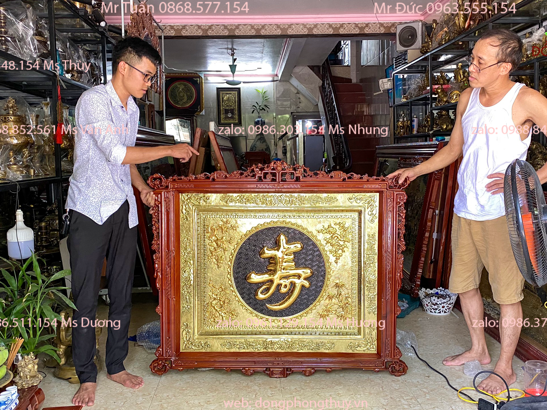 Tranh chữ Thọ mạ vàng 24k đồng dày 1 ly trạm tay thủ công chữ nổi nổi khung gỗ tần bì cách điệu đẹp