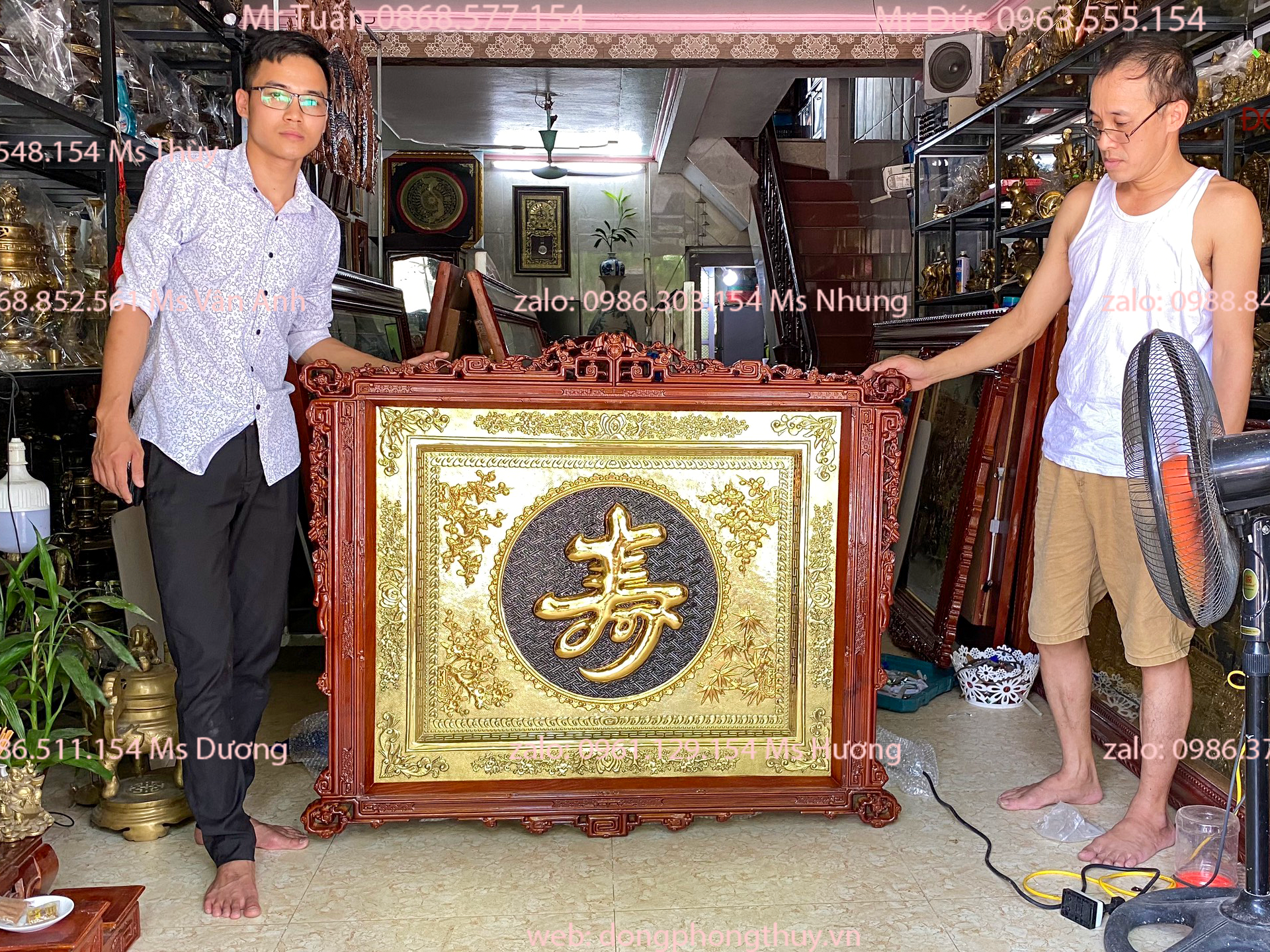 Tranh chữ Thọ mạ vàng 24k đồng dày 1 ly trạm tay thủ công chữ nổi nổi khung gỗ tần bì cách điệu đẹp