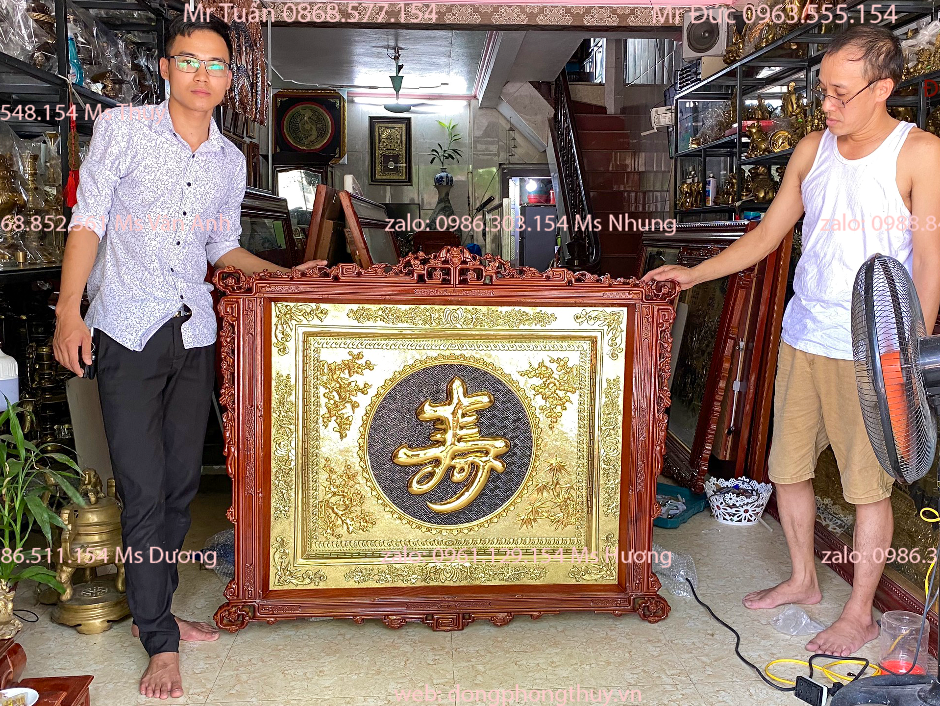 Tranh chữ Thọ mạ vàng 24k đồng dày 1 ly trạm tay thủ công chữ nổi nổi khung gỗ tần bì cách điệu đẹp