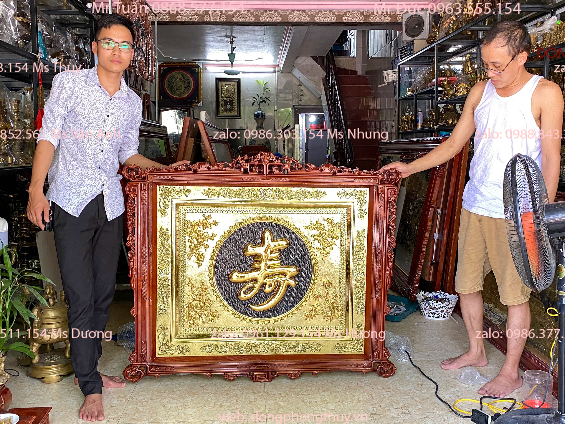 Tranh chữ Thọ mạ vàng 24k đồng dày 1 ly trạm tay thủ công chữ nổi nổi khung gỗ tần bì cách điệu đẹp