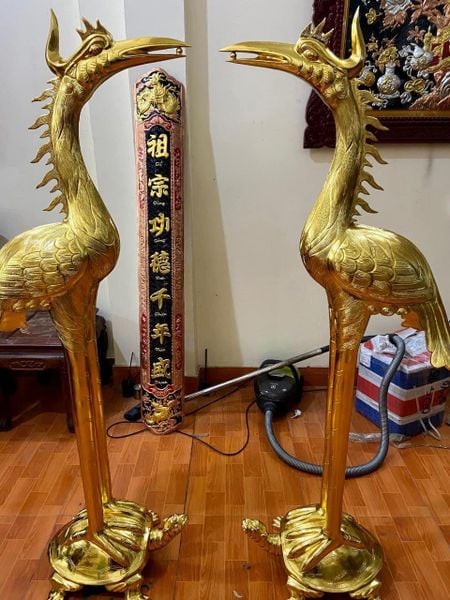 Hạc đồng đỏ dát vàng 1m76 nặng 125kg