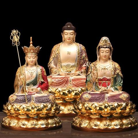 Tượng tây Phương Tam Thánh  Cao 40 ngang 30 sâu 28 nặng 11.8 kg 1 bức