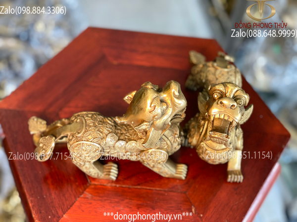 Tỳ hưu phong thủy bằng đồng vẩy tiền 12cm