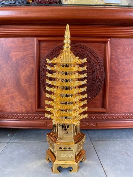 Tháp văn xương 63cm ngang 20 nặng 8kg dát vàng 24k