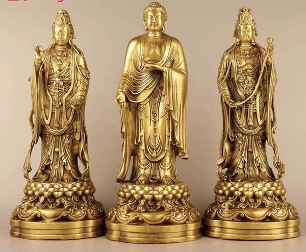 Tượng tây phương tam thánh 48cm bằng đồng