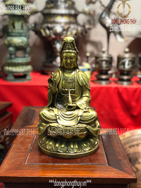 Tượng phật Quan Âm Bằng Đồng CAO 28,5 NGANG 16,5 NẶNG 2,2KG
