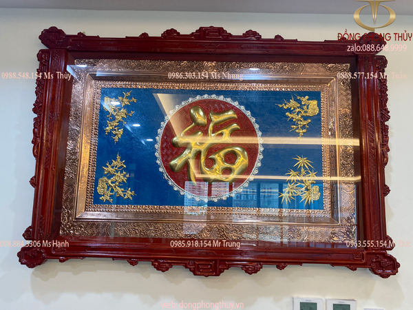 Tranh mạ vàng chữ phúc bằng đồng dát vàng 24k