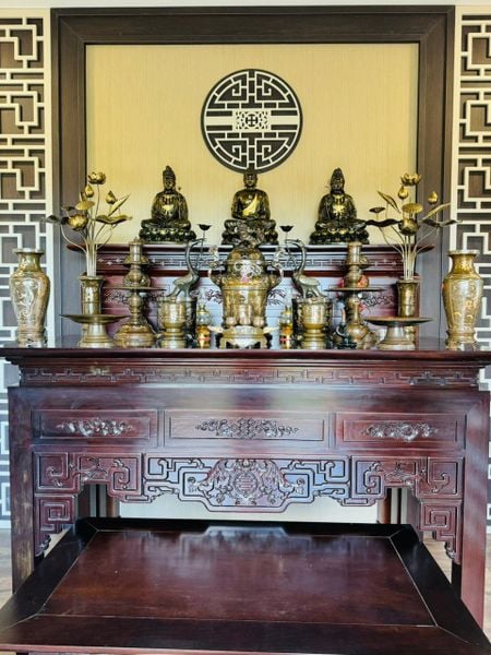 Tây phương tam thánh bằng đồng 50cm dát điểm vàng