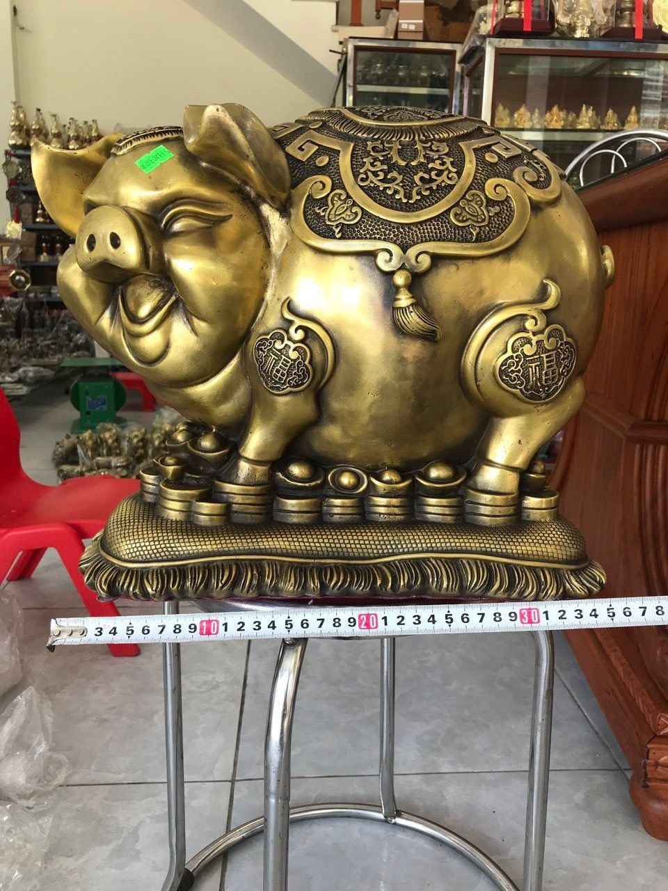 Tượng heo béo bự bằng đồng phong thủy
