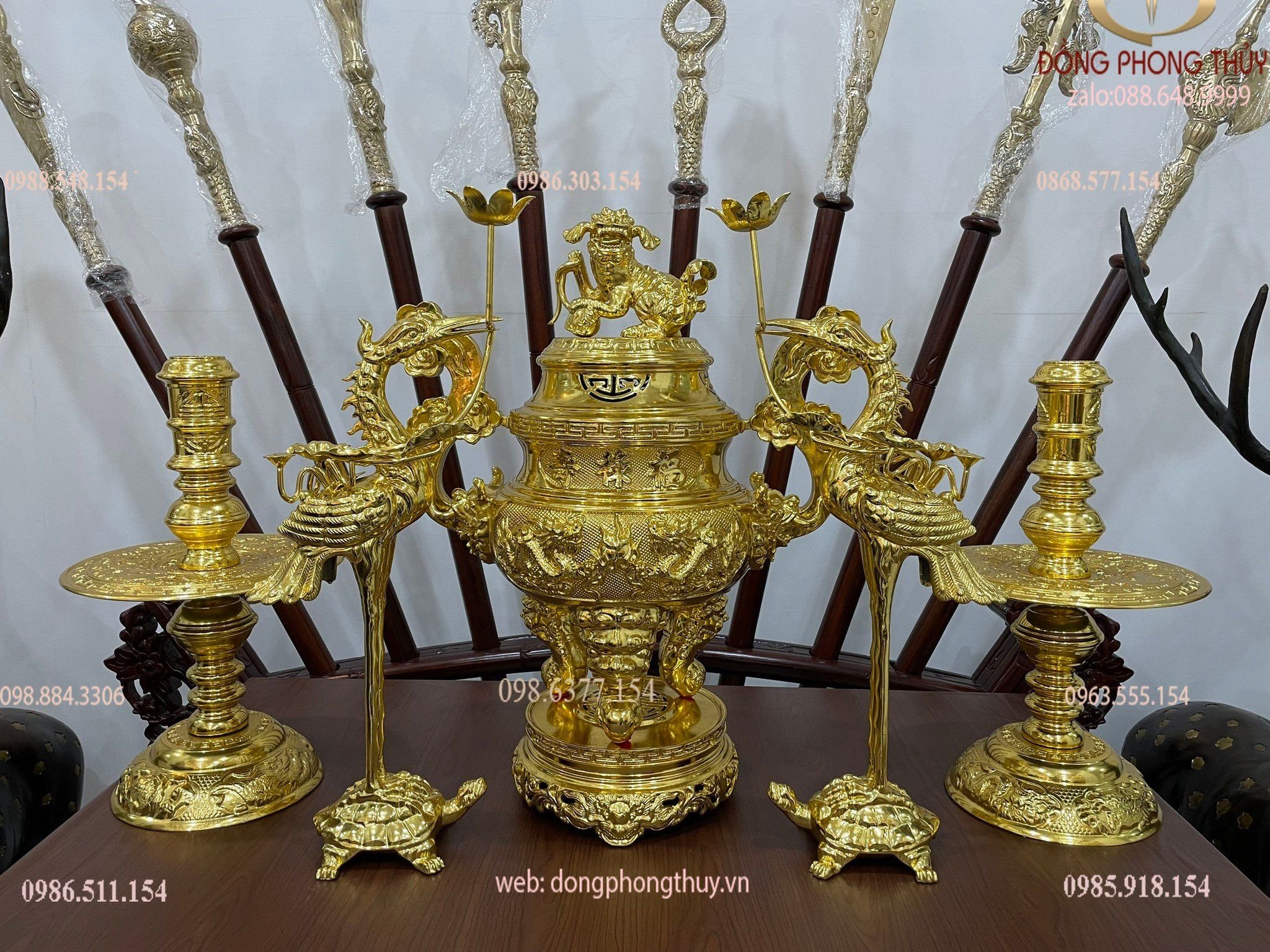 Bộ ngũ sự đỉnh đồng 65 dát vàng