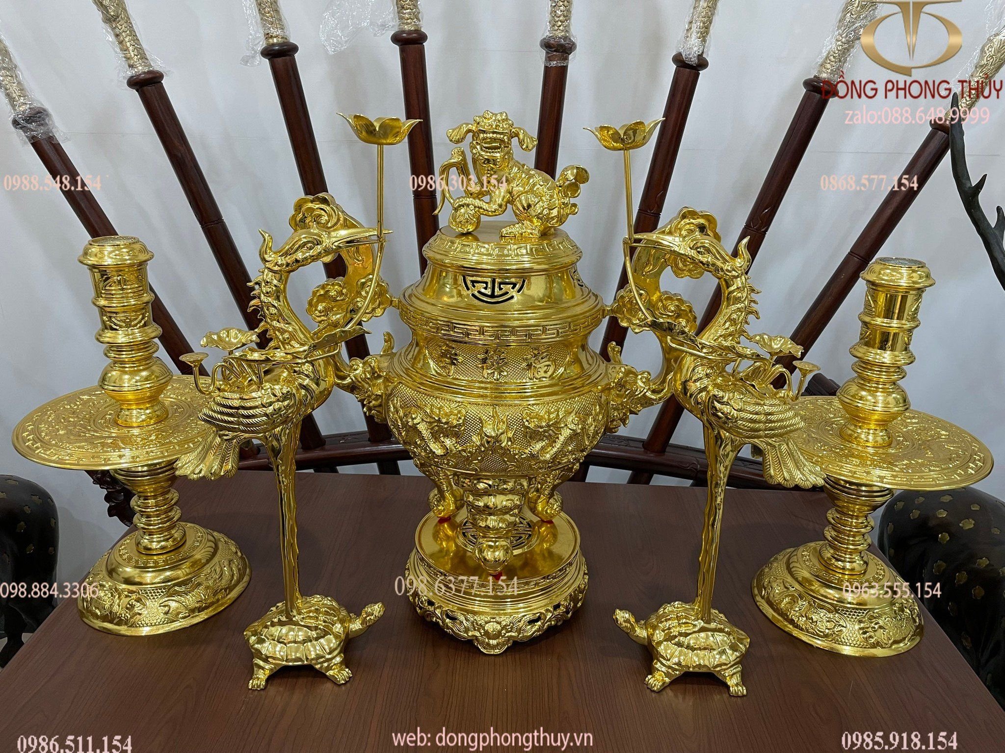 Bộ ngũ sự đỉnh đồng 65 dát vàng