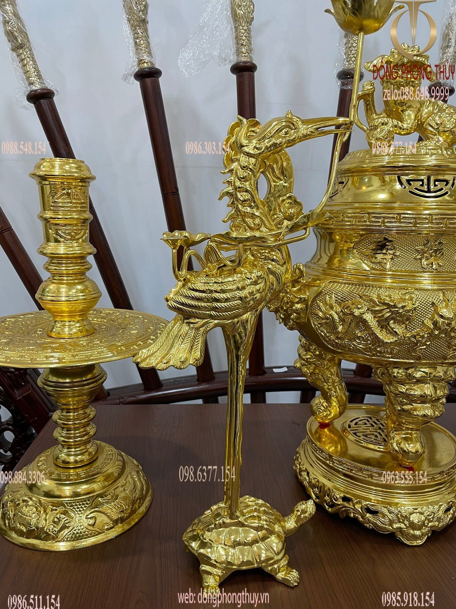 Bộ ngũ sự đỉnh đồng 65 dát vàng
