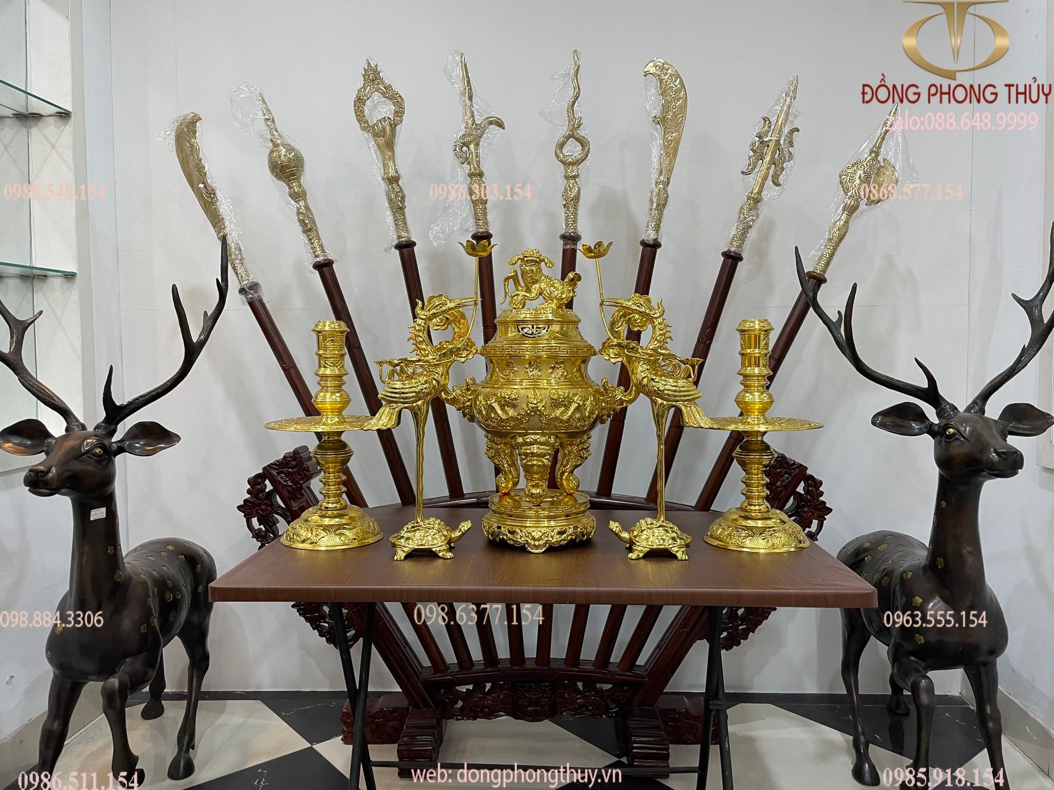 Bộ ngũ sự đỉnh đồng 65 dát vàng