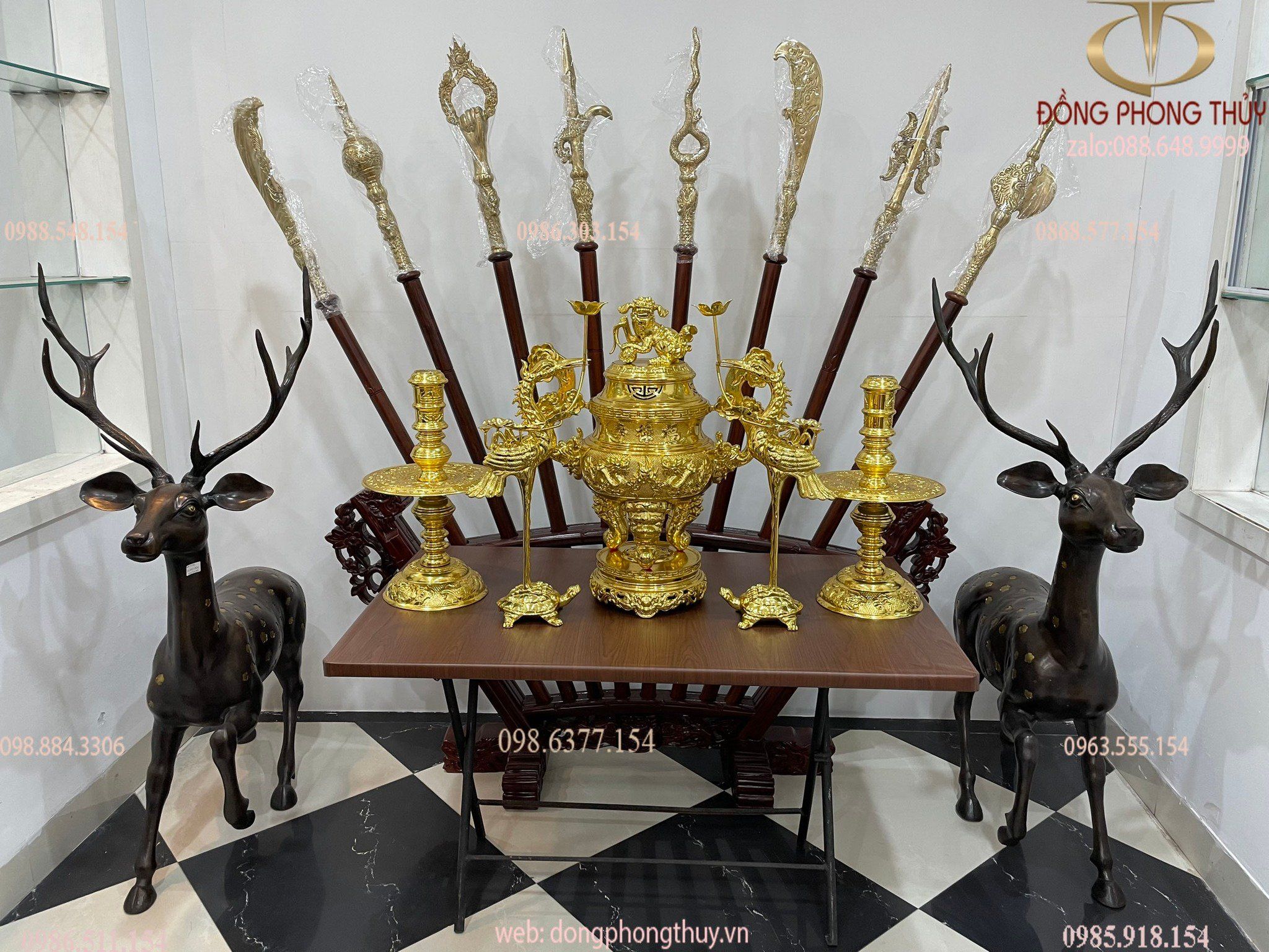 Bộ ngũ sự đỉnh đồng 65 dát vàng