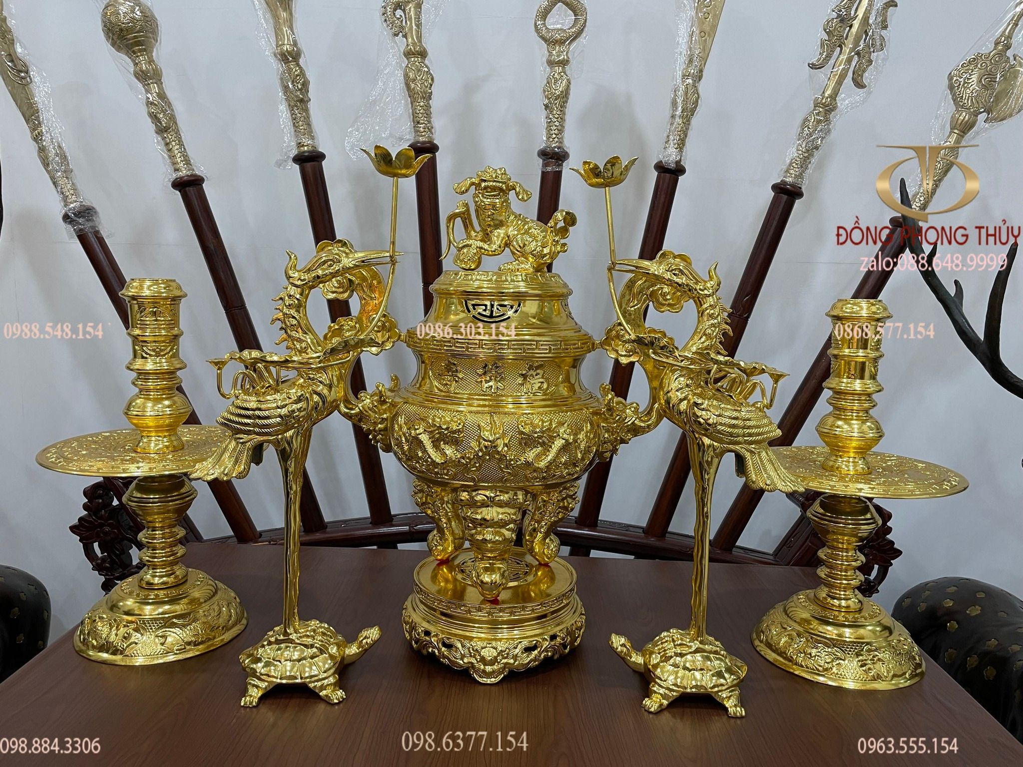 Bộ ngũ sự đỉnh đồng 65 dát vàng