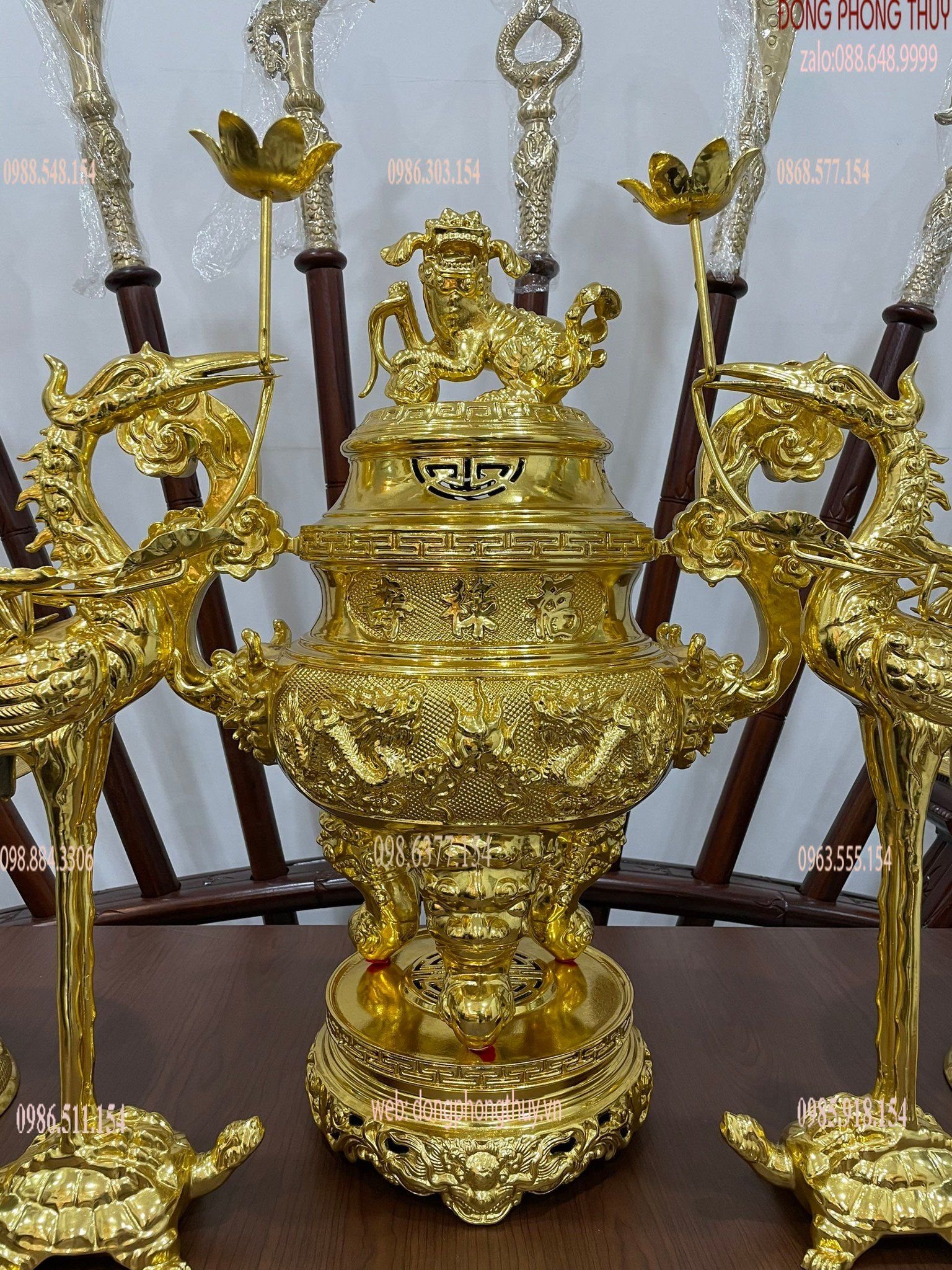 Bộ ngũ sự đỉnh đồng 65 dát vàng