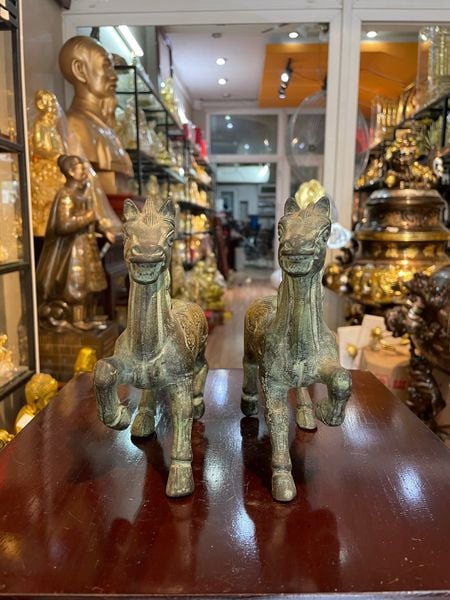 Đôi ngựa giả cổ bằng đồng cao 16 ngang 19 nặng 1,8kg