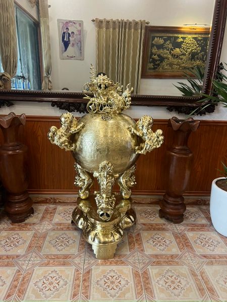Đỉnh đồng thất lân vờn cầu 1m35 đồng cát tút nặng 200kg