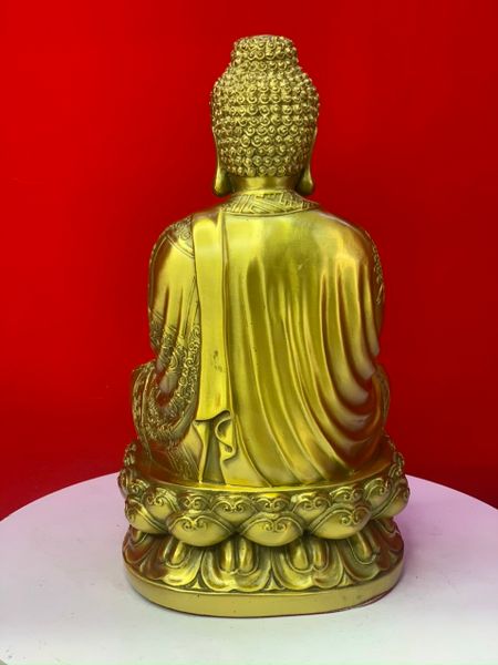 Tượng phật A Di Đà bằng đồng 29cm áo hoa