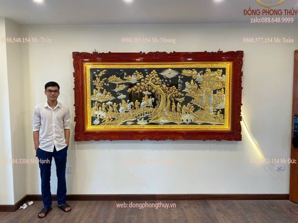 Tranh mạ vàng - Tranh treo phòng khách dát vàng 24k