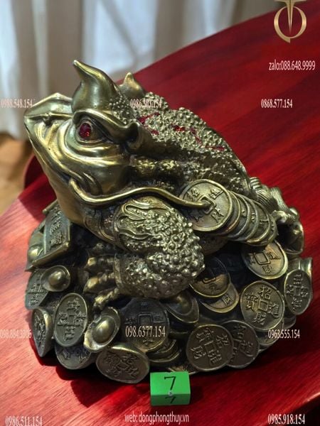 Thiềm thừ bằng đồng cao 15,5 ngang 17,5 sâu 19,5 nặng 1,9kg