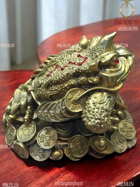Thiềm thừ bằng đồng cao 15,5 ngang 17,5 sâu 19,5 nặng 1,9kg