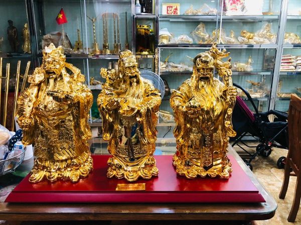 Tượng phúc lộc thọ tam đa dát vàng 24k cao 55cm