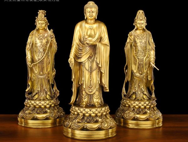 Tượng tây phương tam thánh 48cm bằng đồng