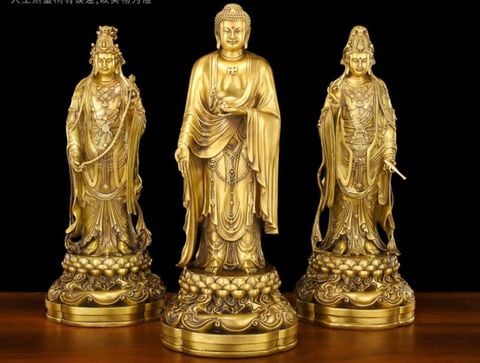 Tượng tây phương tam thánh 48cm bằng đồng