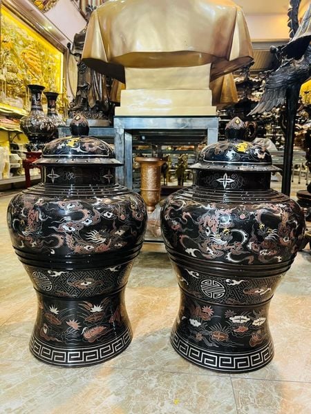 Đôi choé đồng khảm ngũ sắc cao 55 nặng 50kg