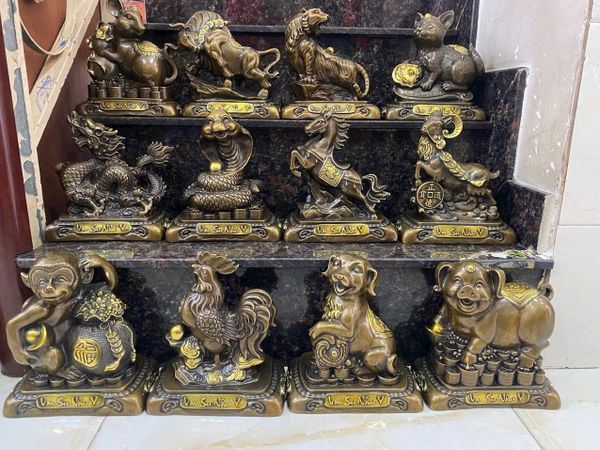 Bộ 12 con giáp bằng đồng nguyên chất cao 29cm