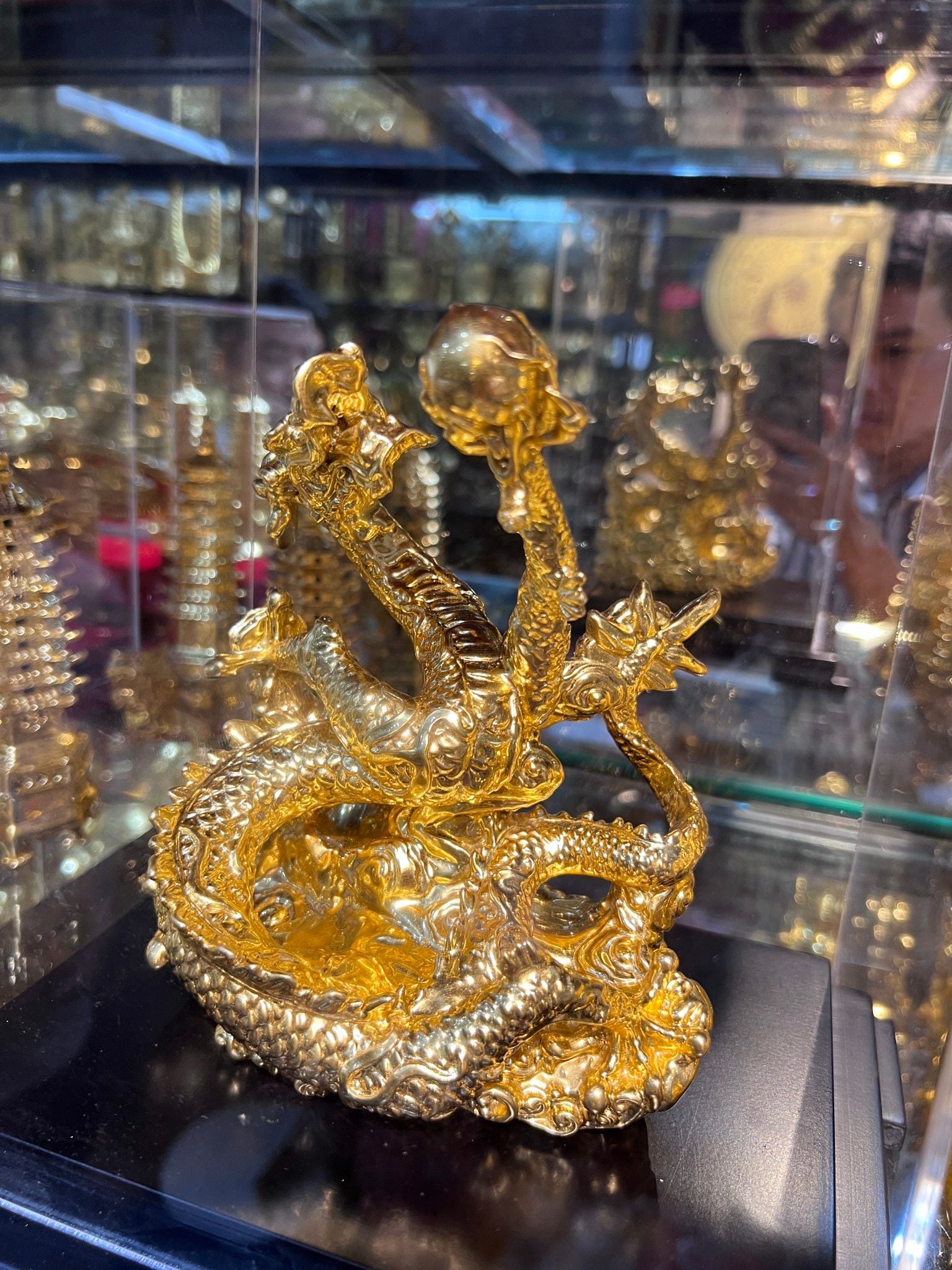 Quà tặng sếp: Tượng rồng bằng đồng dát vàng 24k