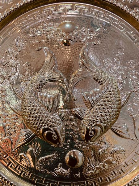 Tranh mâm lý ngư vọng nguyệt 57cm