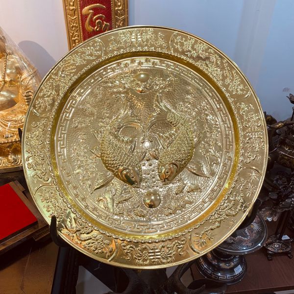 Tranh mâm lý ngư vọng nguyệt 57cm