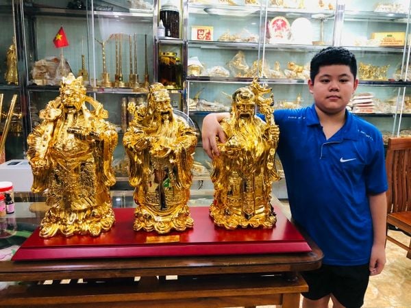 Tượng phúc lộc thọ tam đa dát vàng 24k cao 55cm