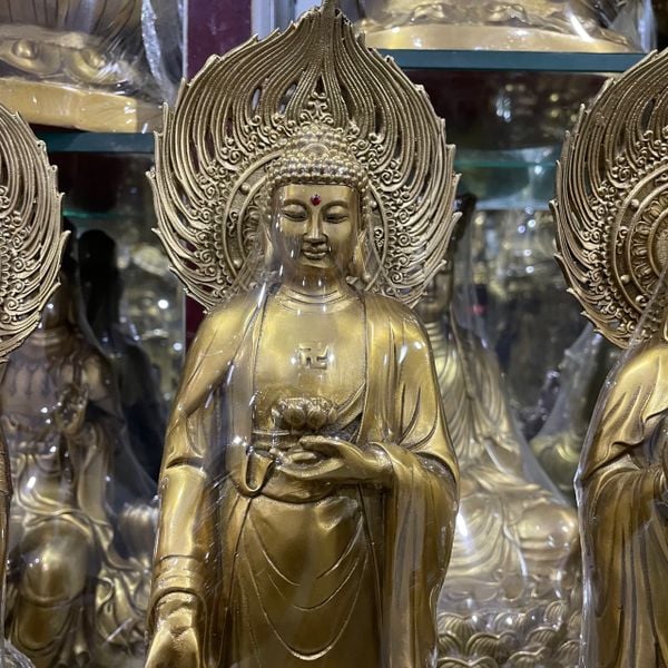 Tượng tây phương tam thánh 40cm bằng đồng