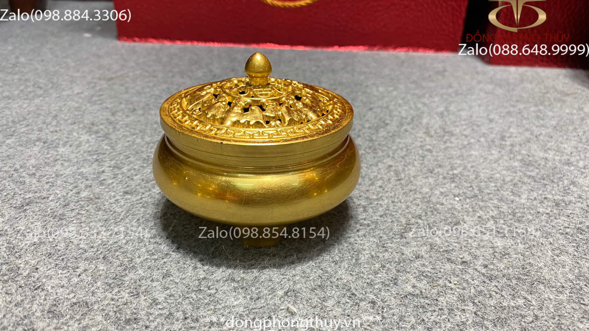 đỉnh đốt trầm bằng đồng mạ vàng 24k