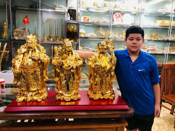 Tượng phúc lộc thọ tam đa dát vàng 24k cao 55cm