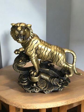Tượng hổ phong thuỷ bằng đồng cưỡi như ý