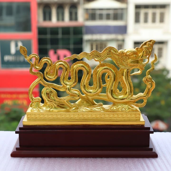 Tượng rồng thời lý bằng đồng mạ vàng 24k