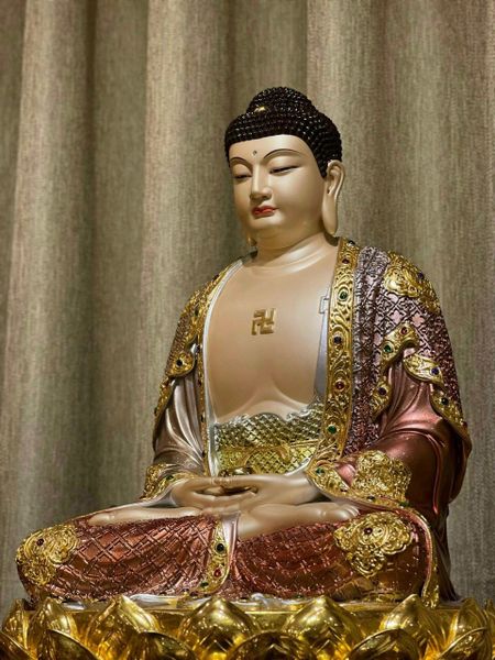 Tượng phật A Di Đà dát vàng 24k phối màu cao cấp cao 40 nặng 11,8kg