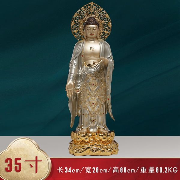 Tượng tây Phương Tam Thánh Cao 68cm tới đầu bằng đồng dát vàng