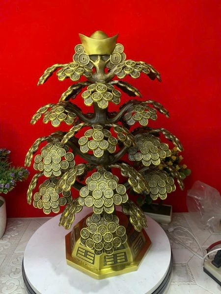 Cây kim tiền phát tài, phát lộc bằng đồng 48cm ngang 34 nặng 7kg