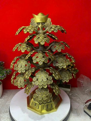 Cây kim tiền phát tài, phát lộc bằng đồng 48cm ngang 34 nặng 7kg