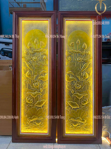 Tranh hoa sen bằng đồng 1m2*40cm