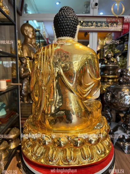 Tượng phật A Di Đà cao 50cm dát vàng 24k vẽ màu cao cấp